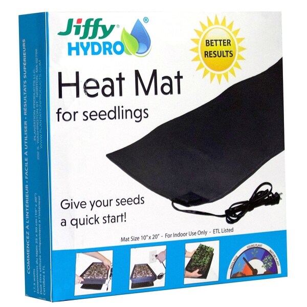 Jiffy JHHEATMAT8 Hydro Heat Mat for Seedling, 10" x 20" Overstock